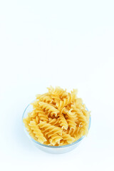 Raw pasta on a white background isolated.