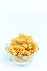 Raw pasta on a white background isolated.