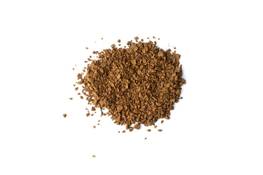 1027 granules of instant coffee, isolated, top view