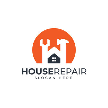 House repair h letter logo with tools