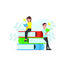 activities of book lovers illustration