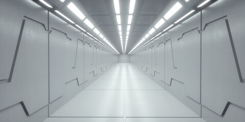 3d render. Futuristic scifi corridor