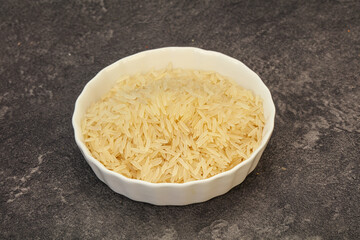 Raw basmati rice in the bowl