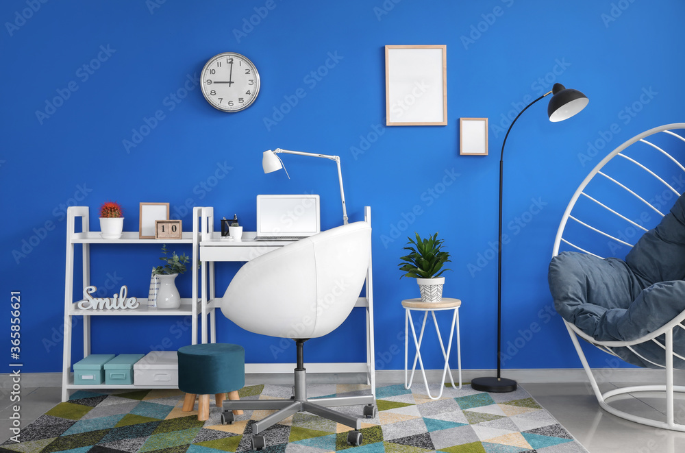 Wall mural comfortable workplace with modern computer in office