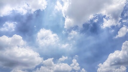 Many white cloud floating in blue sky with copy space.Water droplets and ice crystals gathered together into clumps. Floating in the azure atmosphere