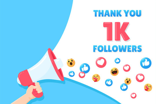 Hand held megaphone Shout thanks for following on social media.