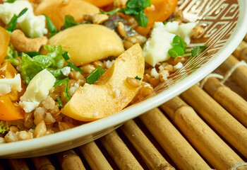 Kale apricot and Farro Salad with Feta