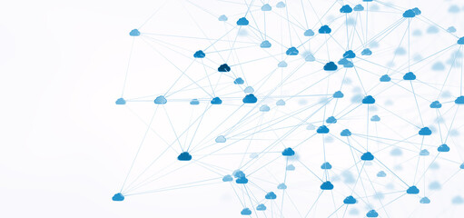 Digital network of connected online cloud storage - 3d illustration