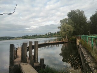 wooden bridge over river