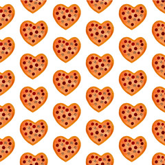 Pattern of pizza in the form of a heart