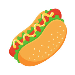 A hot dog is a very popular fast food. isolate on white background.