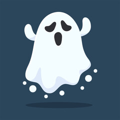 Halloween Ghost Cartoon. The scary and evil ghosts face flew out to haunt people merrily on Halloween.
