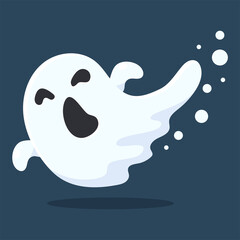 Halloween Ghost Cartoon. The scary and evil ghosts face flew out to haunt people merrily on Halloween.