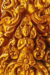Fototapeta na wymiar Buddha decoration on gate entrance of Wat Chantaransay or Candaransi Pagoda - Khmer pagoda 2020