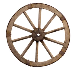 Fotobehang Old wagon wheel on a white background © Алексей Круглов