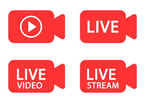Live stream icon set. Online video sign. Live broadcasting online concepts. Vector illustration eps10.