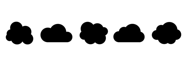 Vector black cloud icons set isolated on white background. Vector illustration EPS10.