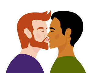 Homosexual couple kissing