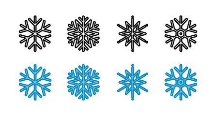 Set of Snowflake icons. snow icon vector. Symbol of winter, frozen