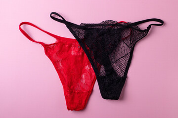 female lingerie on pink background