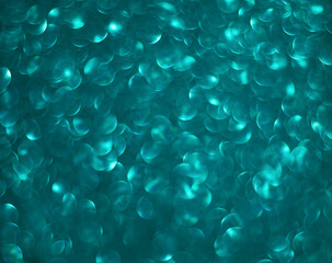 Blue glitter. Abstract sea water texture. Bubbles and reflexion turquoise background