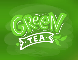 Green Tea hand written lettering logo