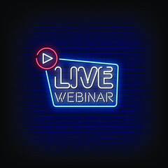 Live Webinar Neon Signs Style Text Vector