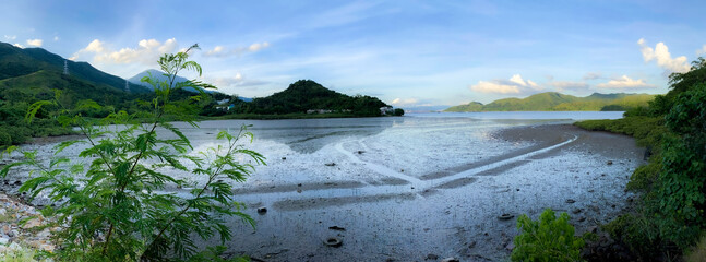 landscape with lake and mountains