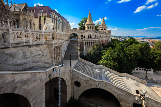 Fischerbastei mit Stufen in Budapest Ungarn, Detailansicht