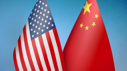 United States and China two flags