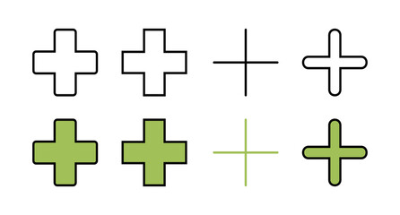 Obraz premium Set of Plus Icons. Add plus icon. Addition sign. Medical Plus icon