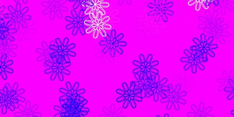 Light Purple, Pink vector doodle pattern with flowers.