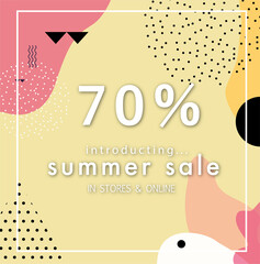 abstract yellow and pink color sale banner template design with text including summer sale 70%