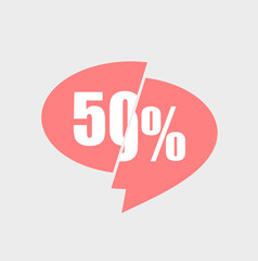 Sale of special offers. Discount with the price is 50%. An ad with a red tag for an advertising campaign at retail on the day of purchase. vector illustration