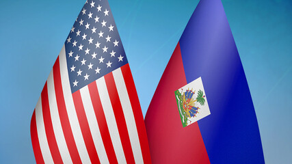 Fototapeta premium United States and Haiti two flags