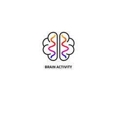 Brain activity minimal line logo. Creative brain