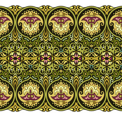 Abstract ethnic nature tile stripe seamless border