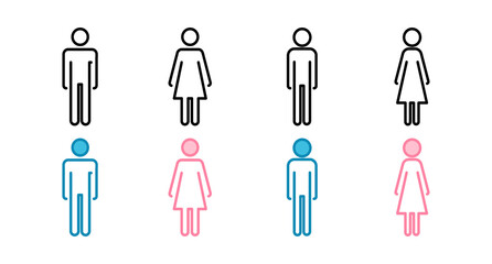 Set of Man and woman icon vector. Toilet sign. Man and woman restroom sign vector. Male and female icon