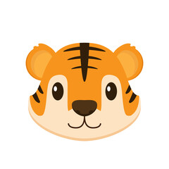 Tiger face cartoon. Tiger character design.