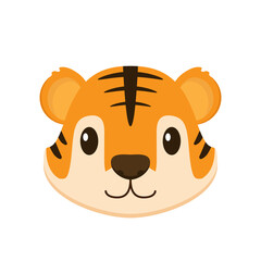 Tiger face cartoon. Tiger character design.