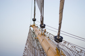 Details from the deck and the mast of a sailboat