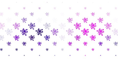 Light Purple vector background with covid-19 symbols.
