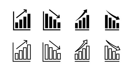 set of Growing graph Icons. Chart icon. Graph Icon vector