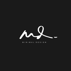 M D MD Initial handwriting or handwritten logo for identity. Logo with signature and hand drawn style.