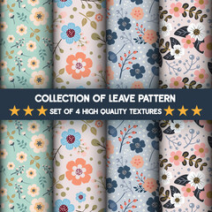 Collection of flower and leave high quality textures pattern and seamless.