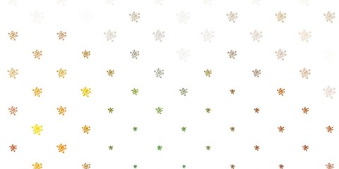 Light Green, Yellow vector backdrop with virus symbols.