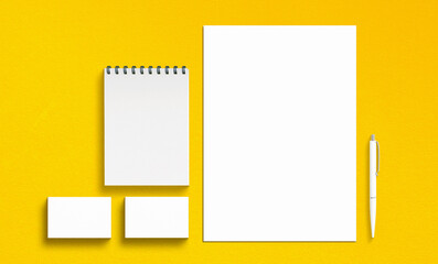 Minimalist Identity Blank Stationery Set on yellow background