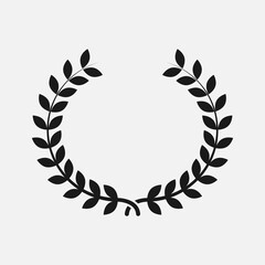 Laurel wreath black and white vector icon.