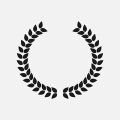 Laurel wreath black and white vector icon.