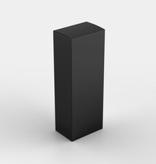Black box Mockup, dark carton container 3d rendering isolated on light background